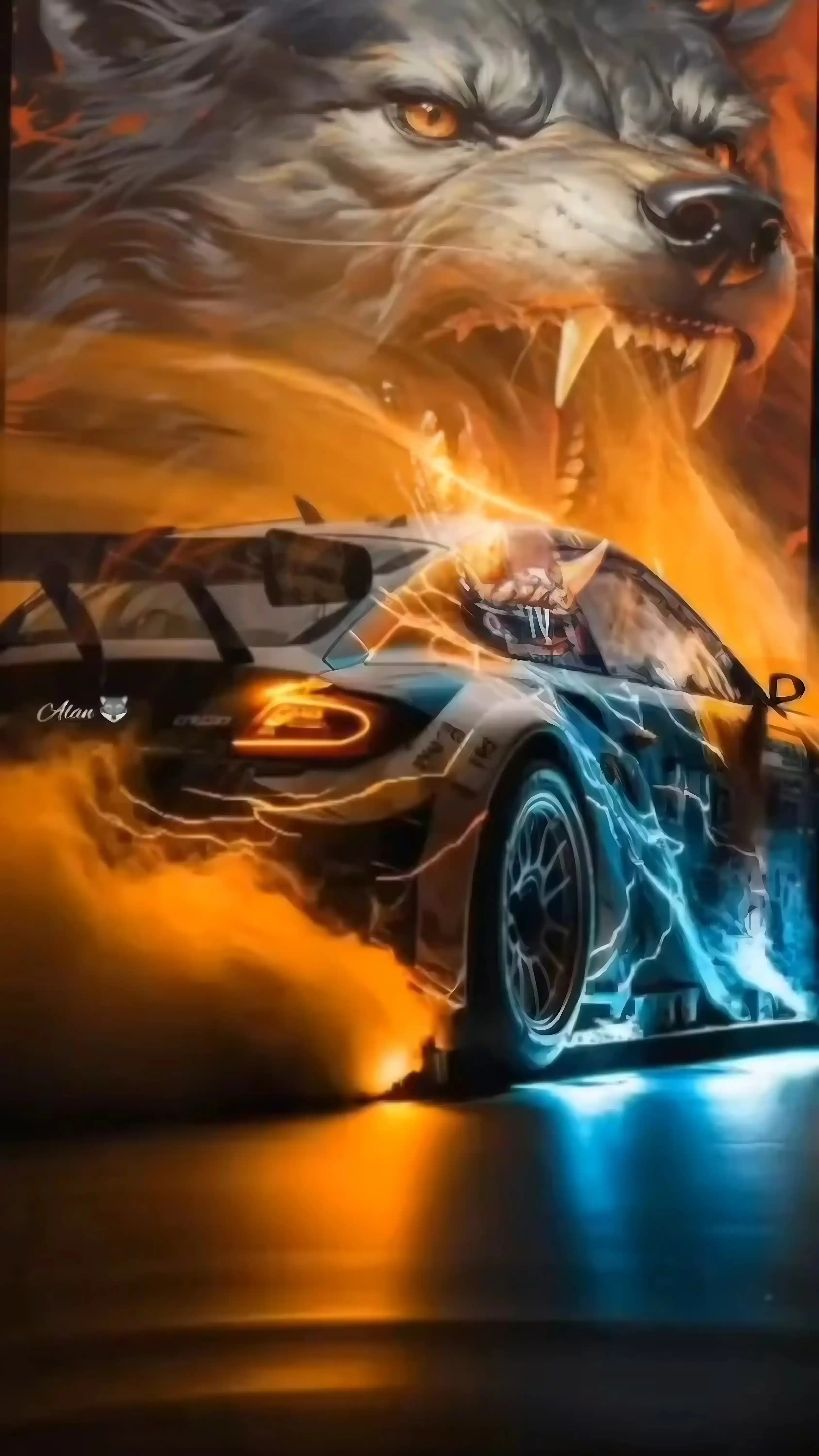 Luxury Sports Car in Neon City - Night Racing Wallpaper