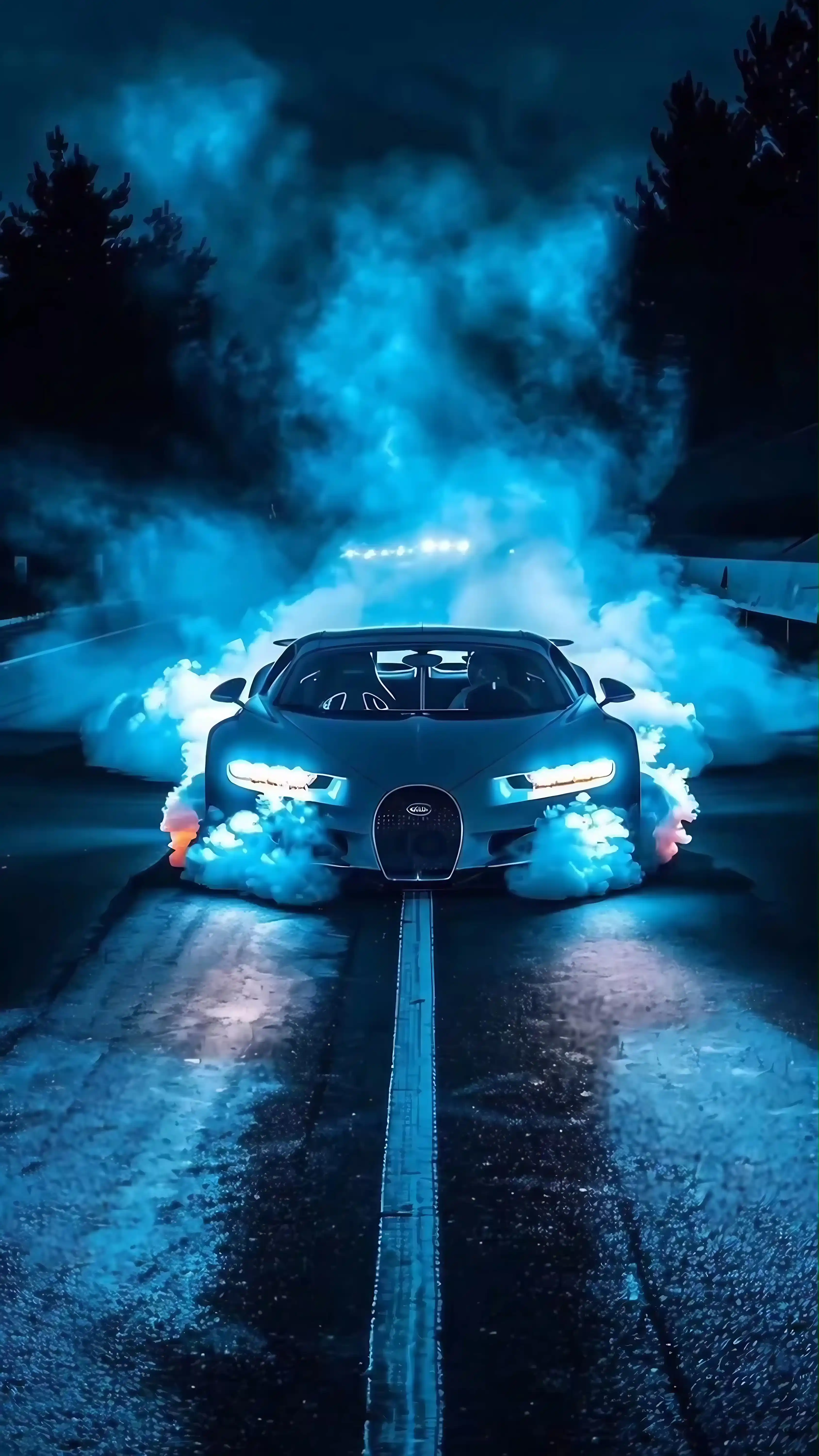 Luxury Sports Car in Neon City - Night Racing Wallpaper