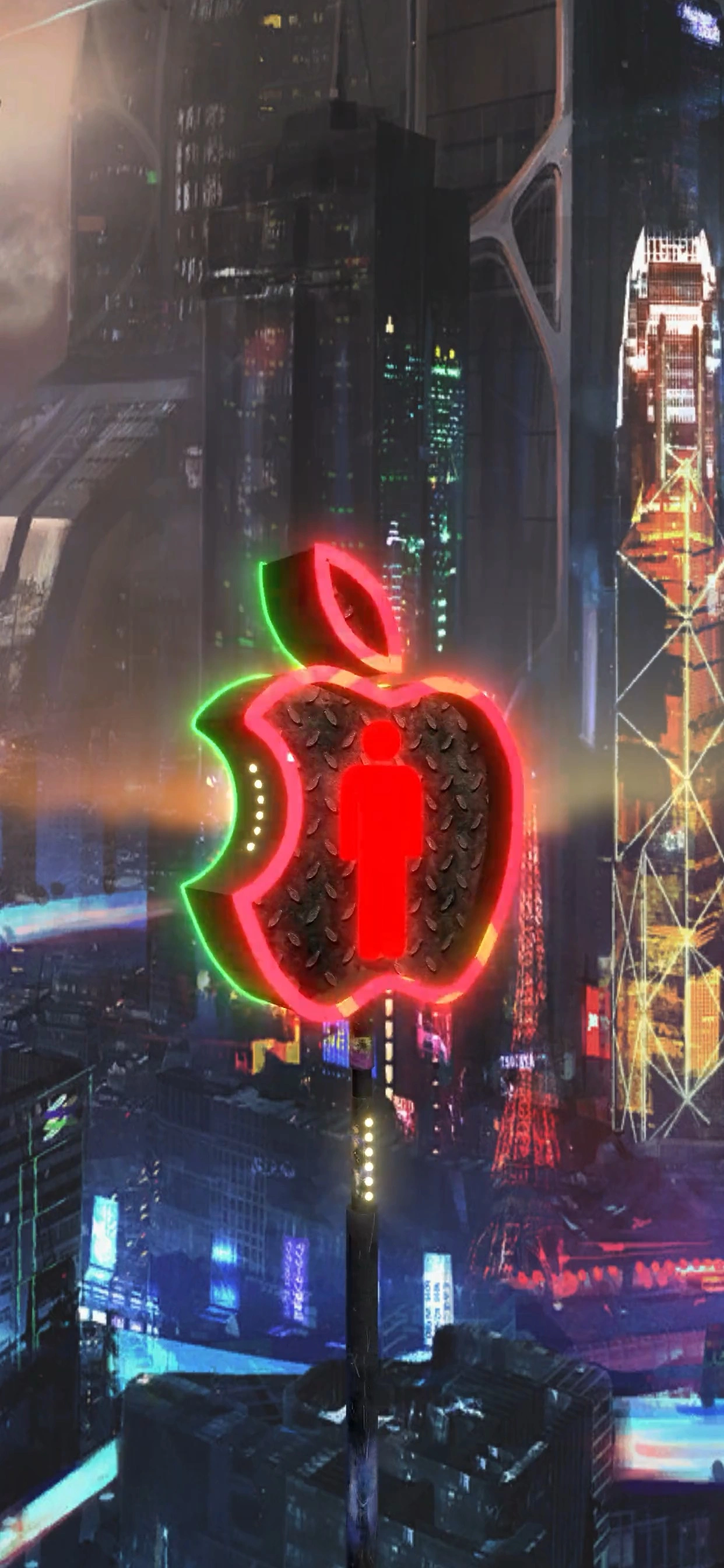 Neon Glow Apple Logo - Modern Tech Art Wallpaper