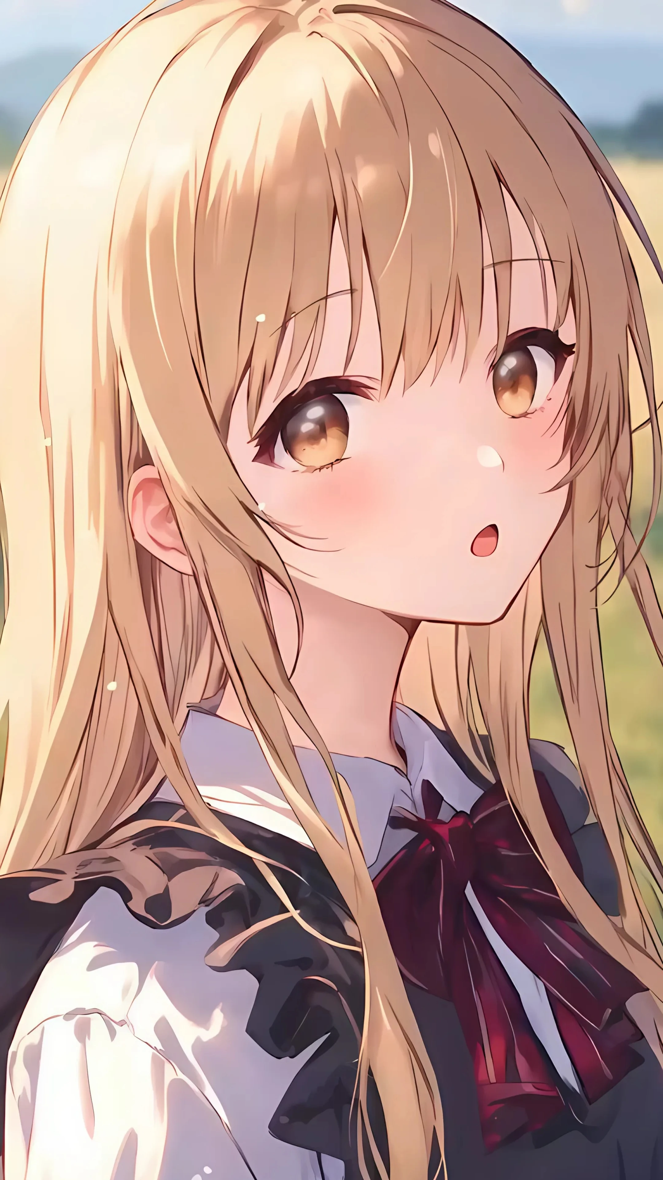 Anime School Girl Live Wallpaper - Golden Hair