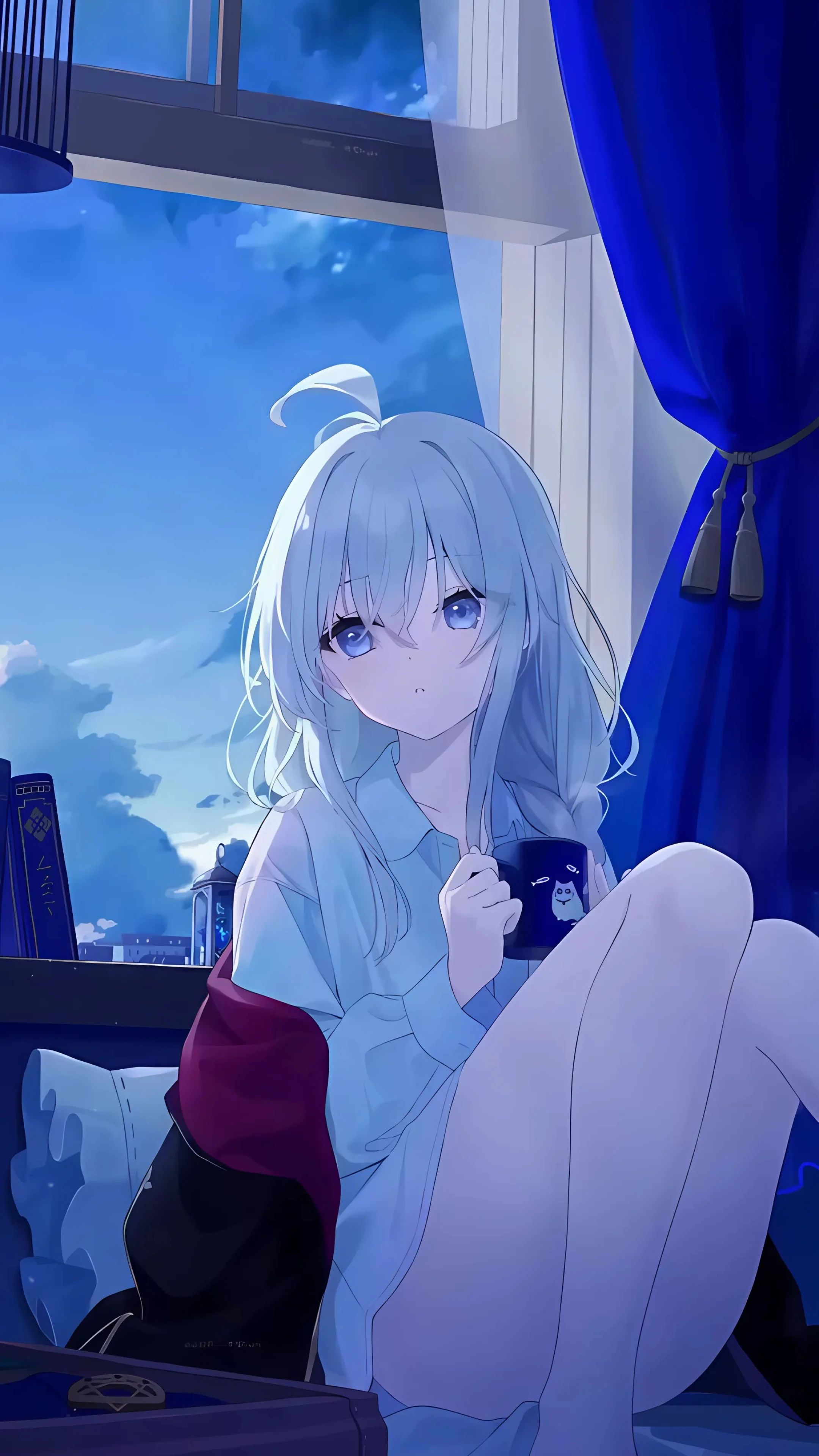 Anime Girl Live Wallpaper - Night Cafe Mood