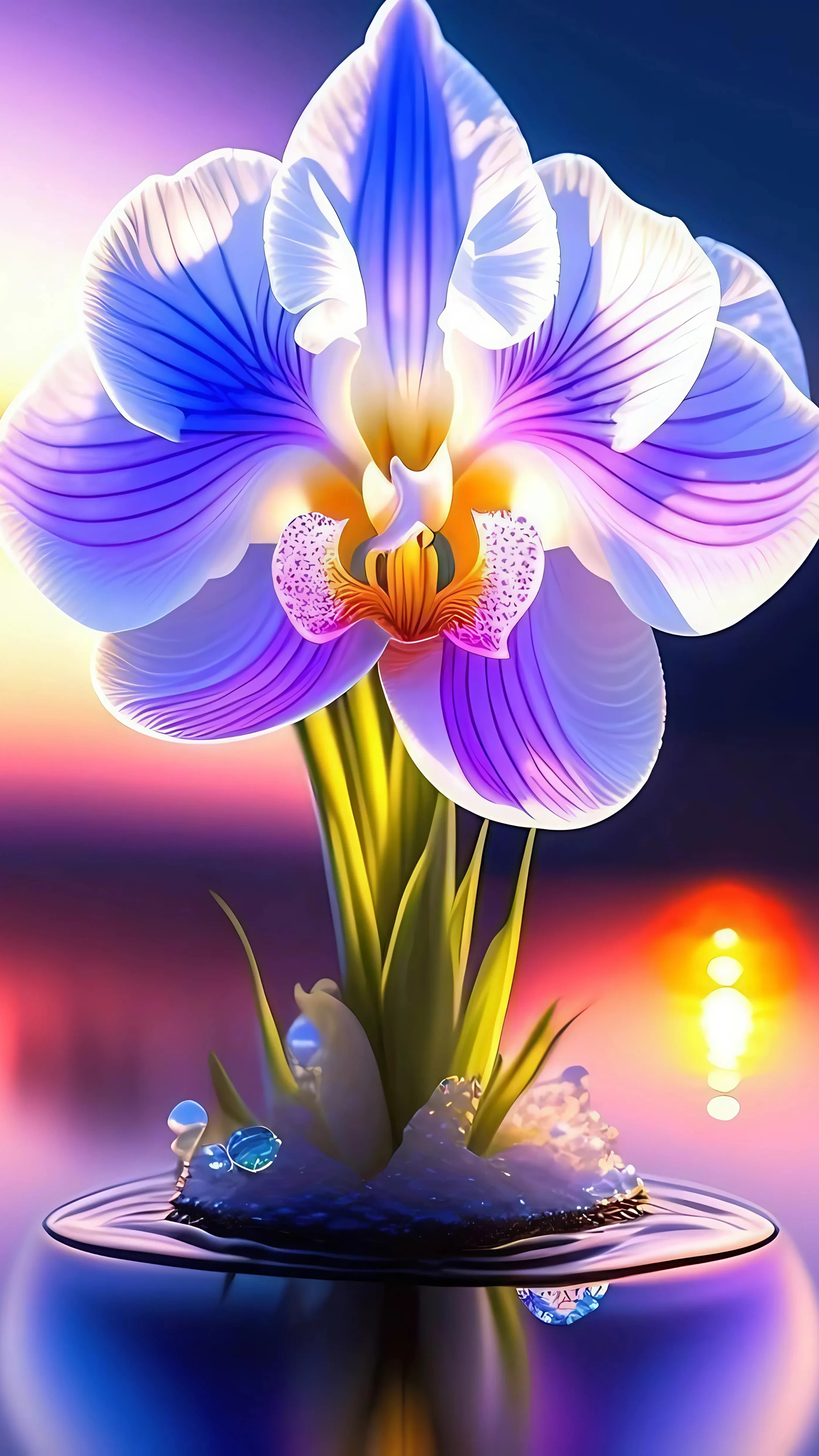 Vibrant Purple and Blue Iris Flower Art