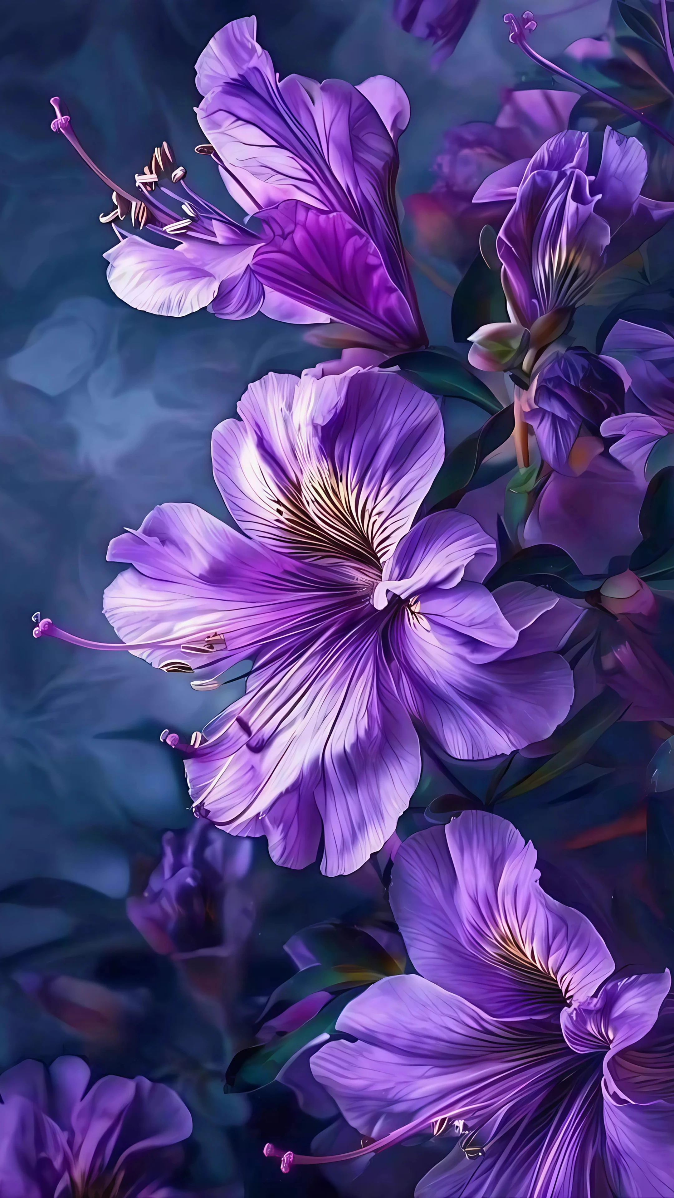 Vibrant Purple Blossoms Close-up