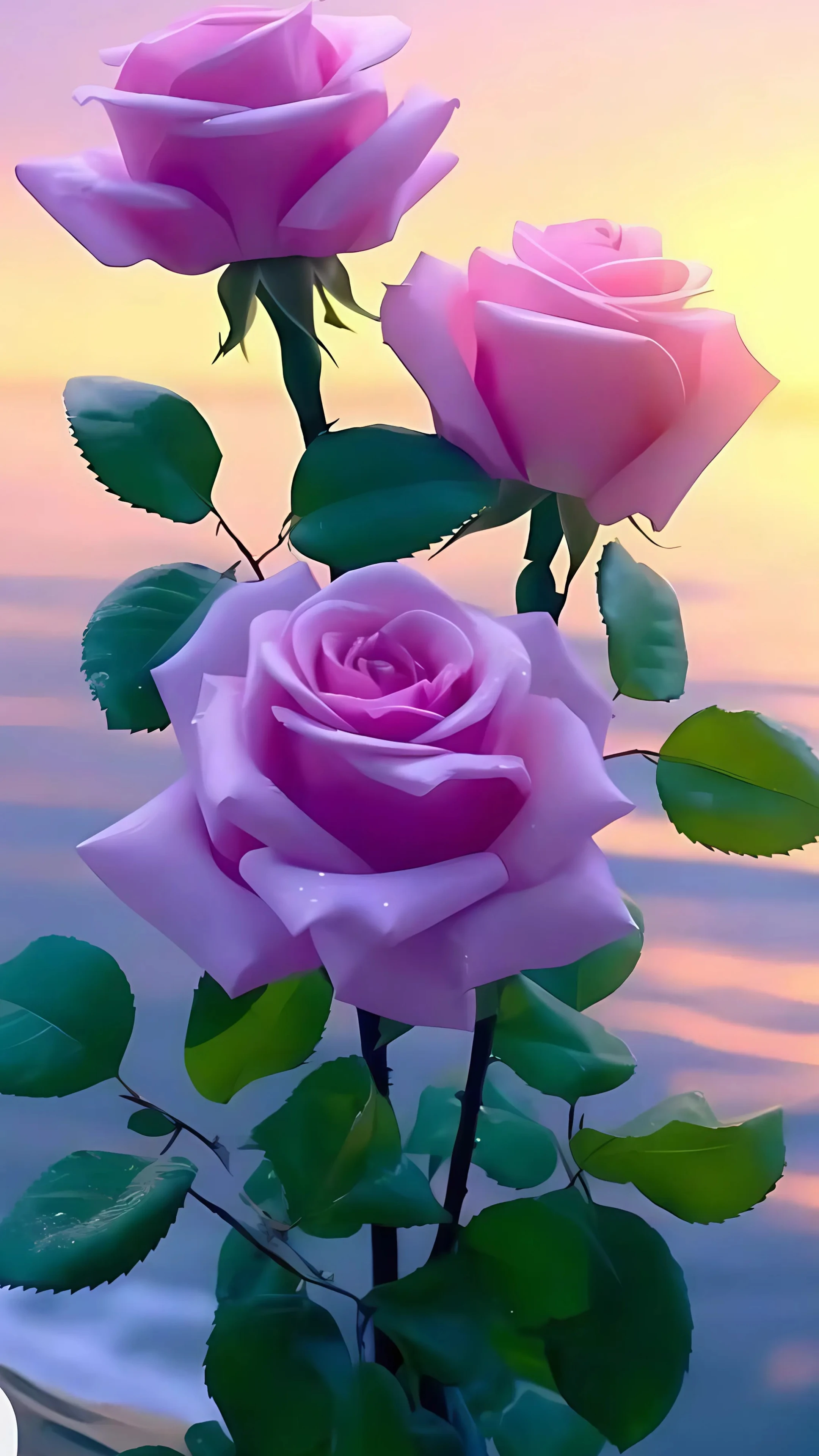 Elegant Pink Roses at Sunset
