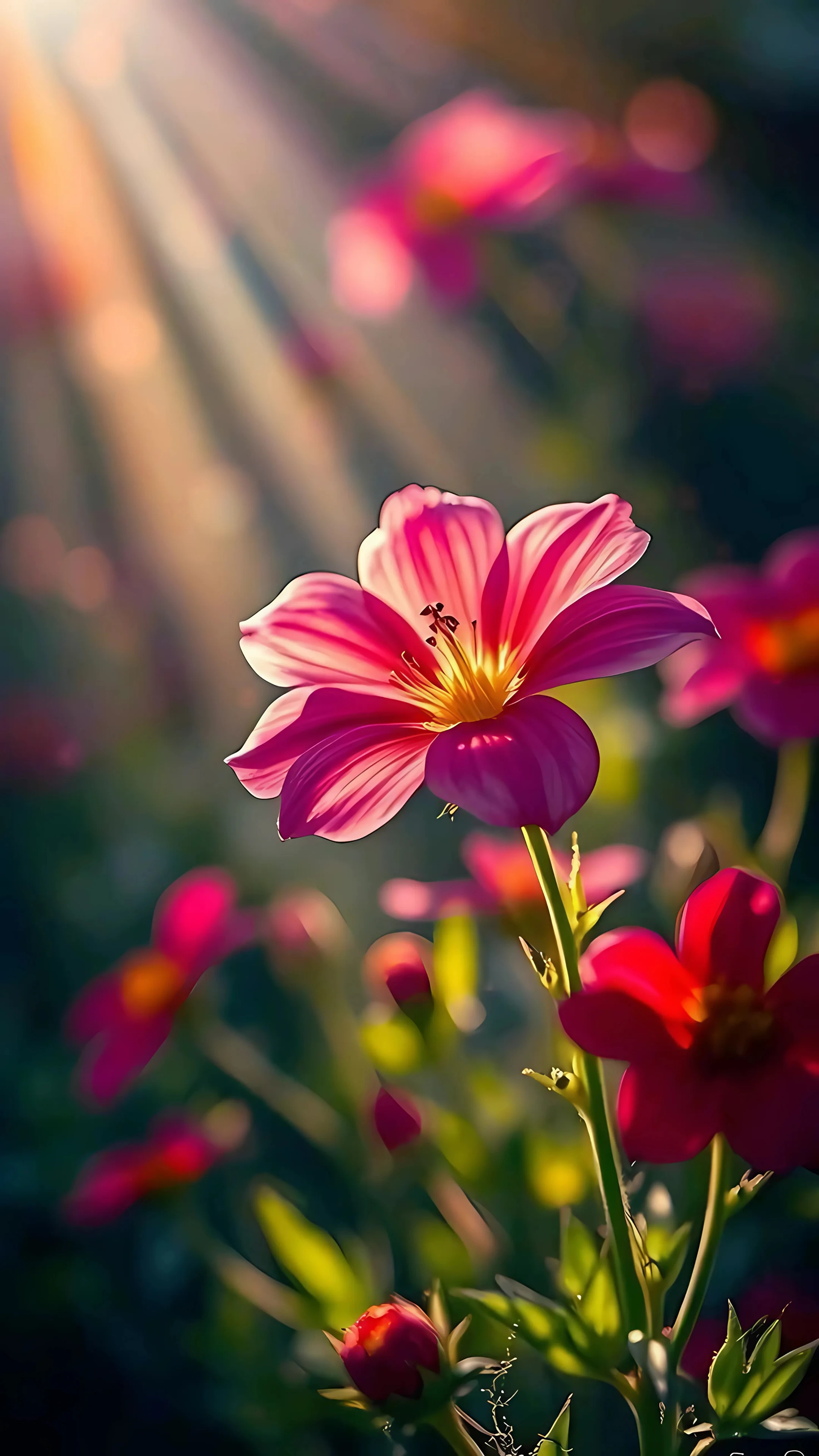 Radiant Pink Cosmos in Sunlight