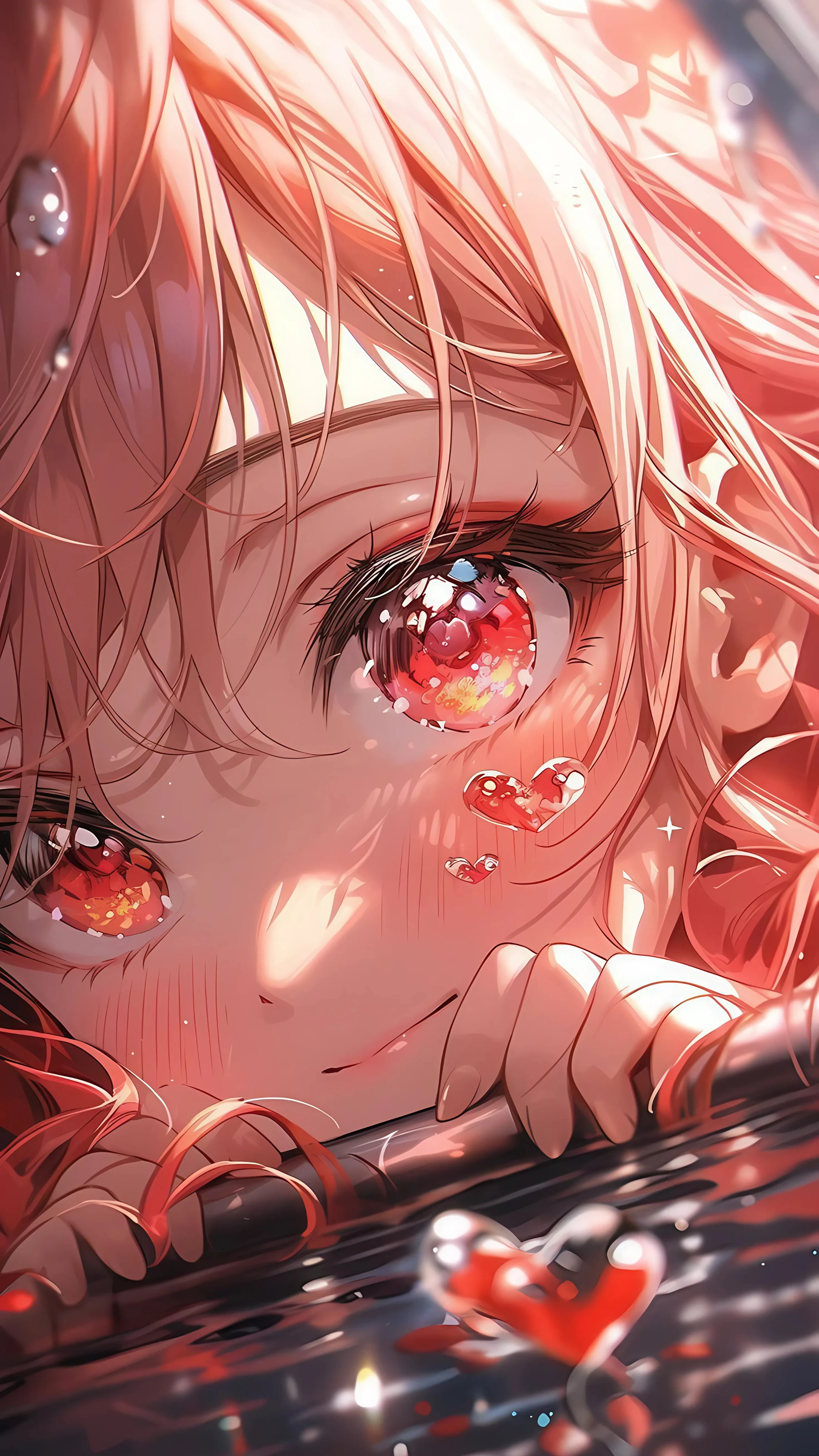 Romantic Anime Girl with Sparkling Eyes