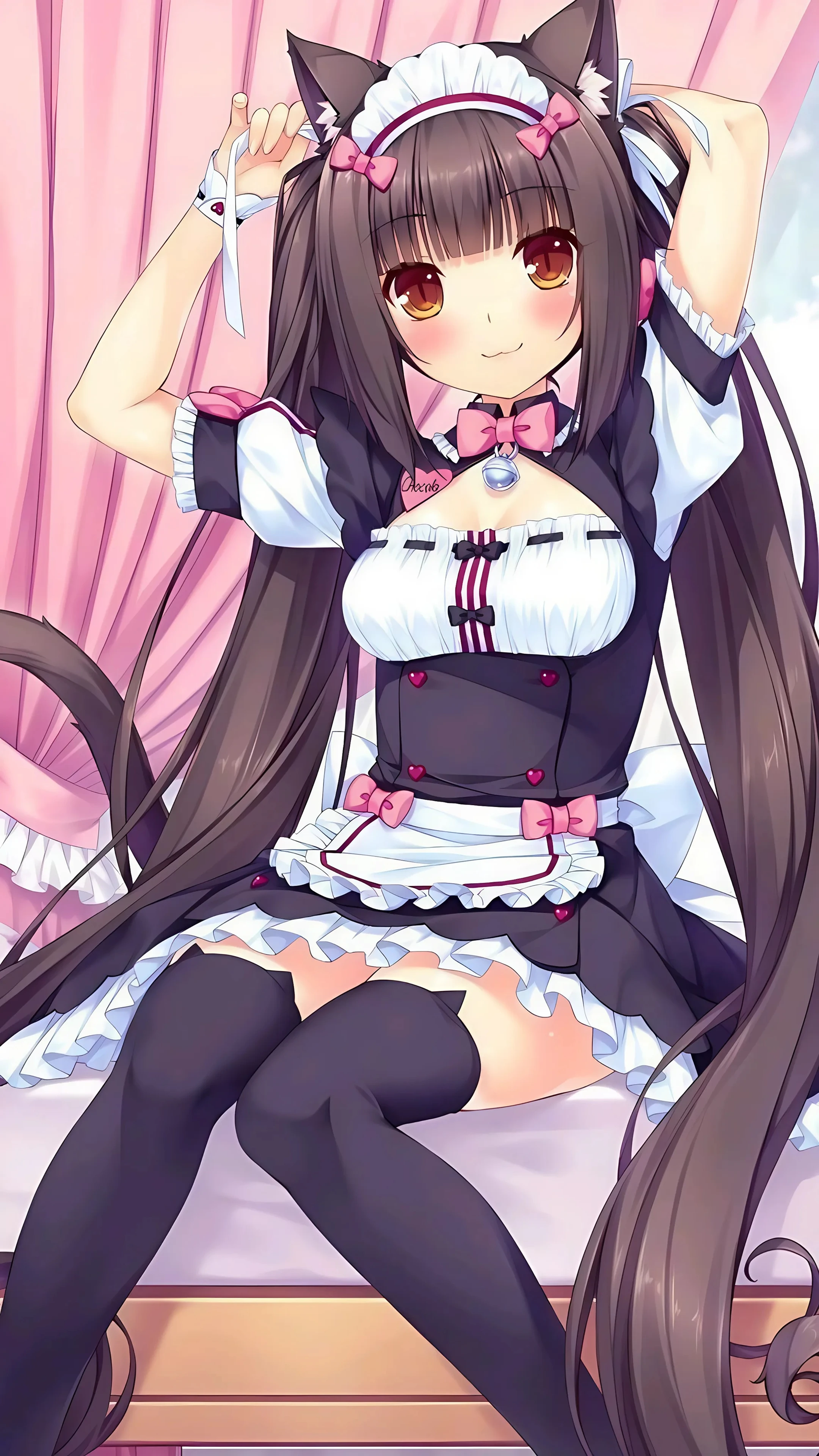 Adorable Anime Catgirl in Maid Costume