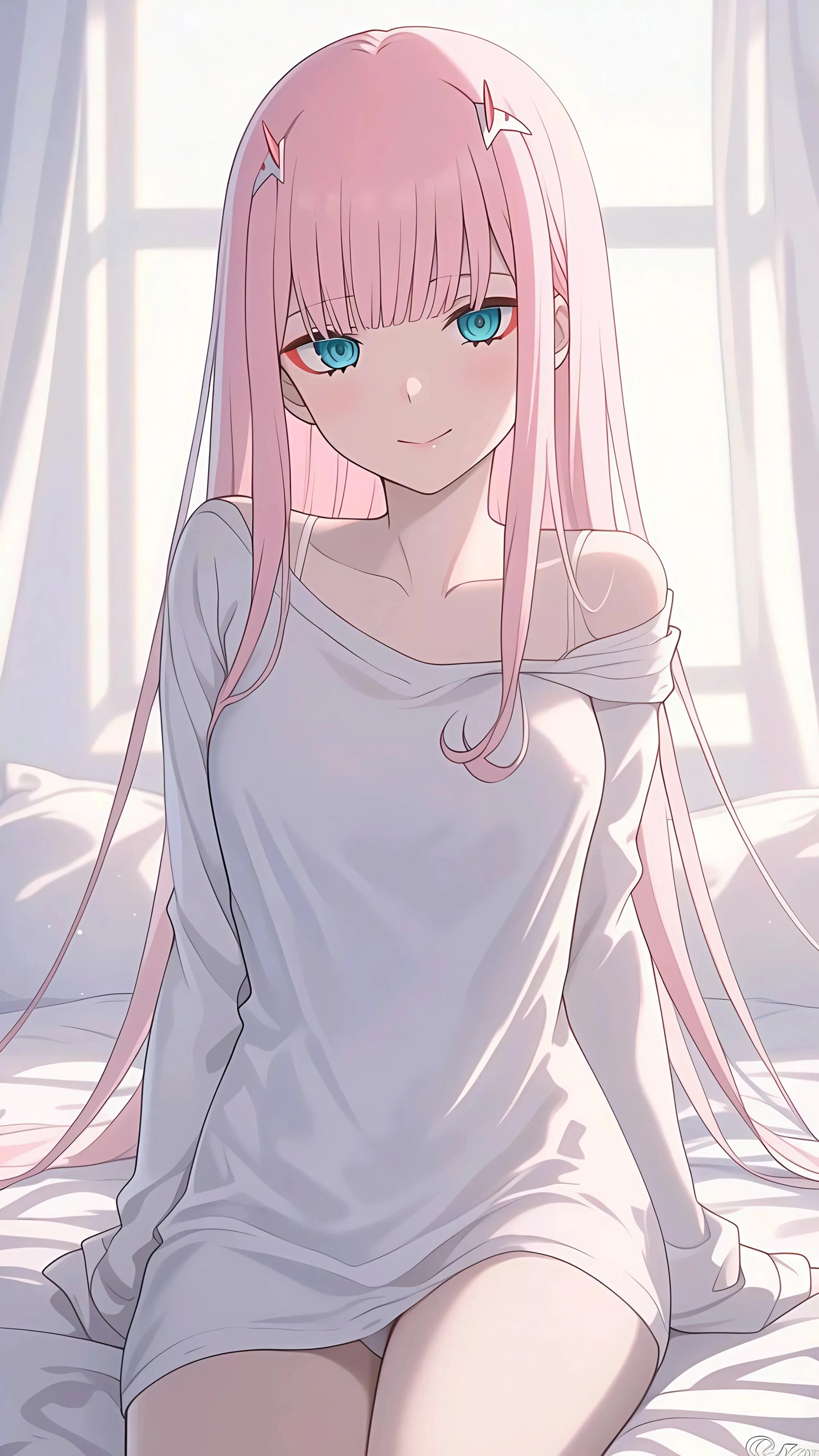 Smiling Anime Girl Holding Orange Flowers