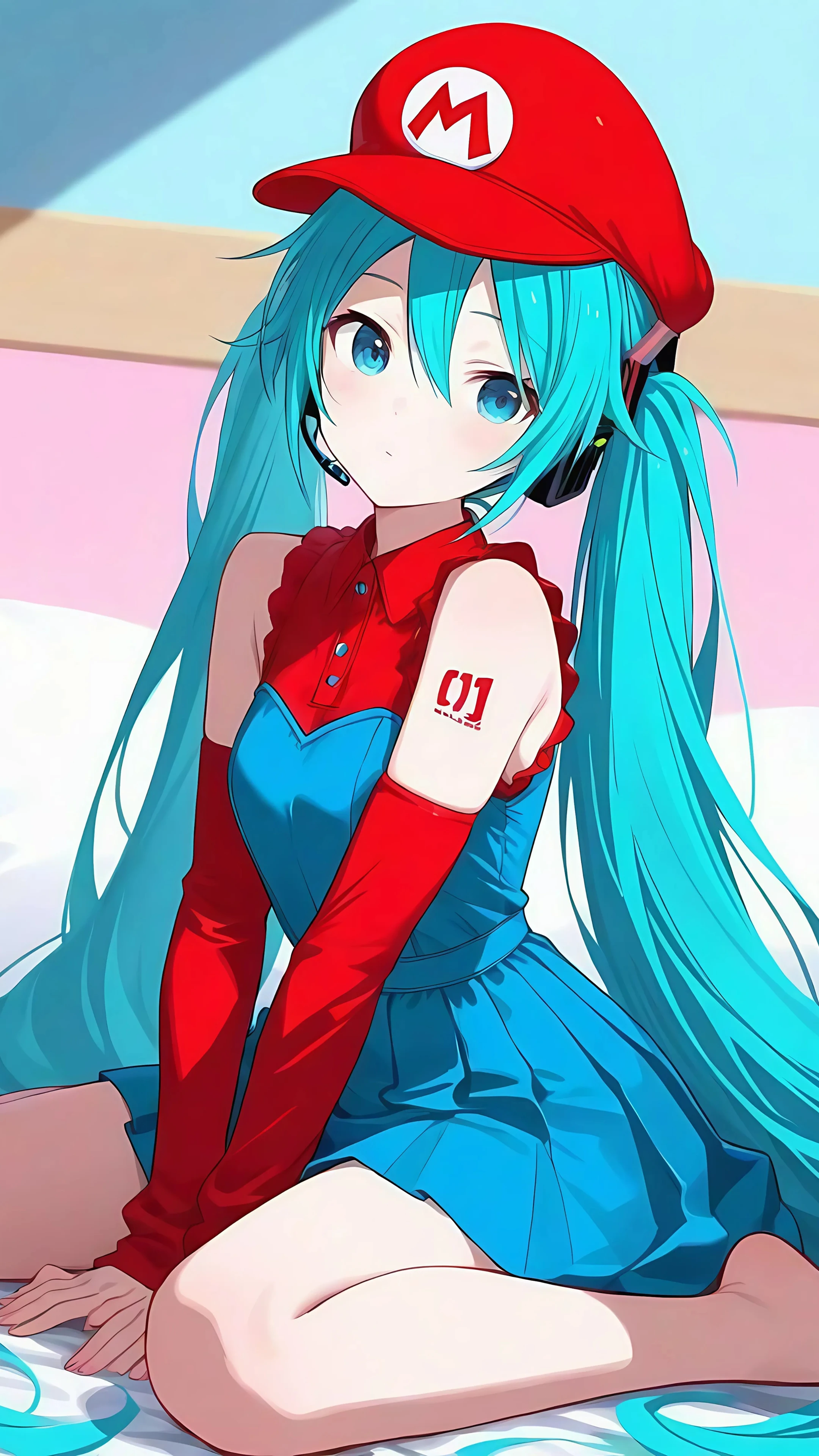 Dark Themed Smiling Anime Girl with Hearts