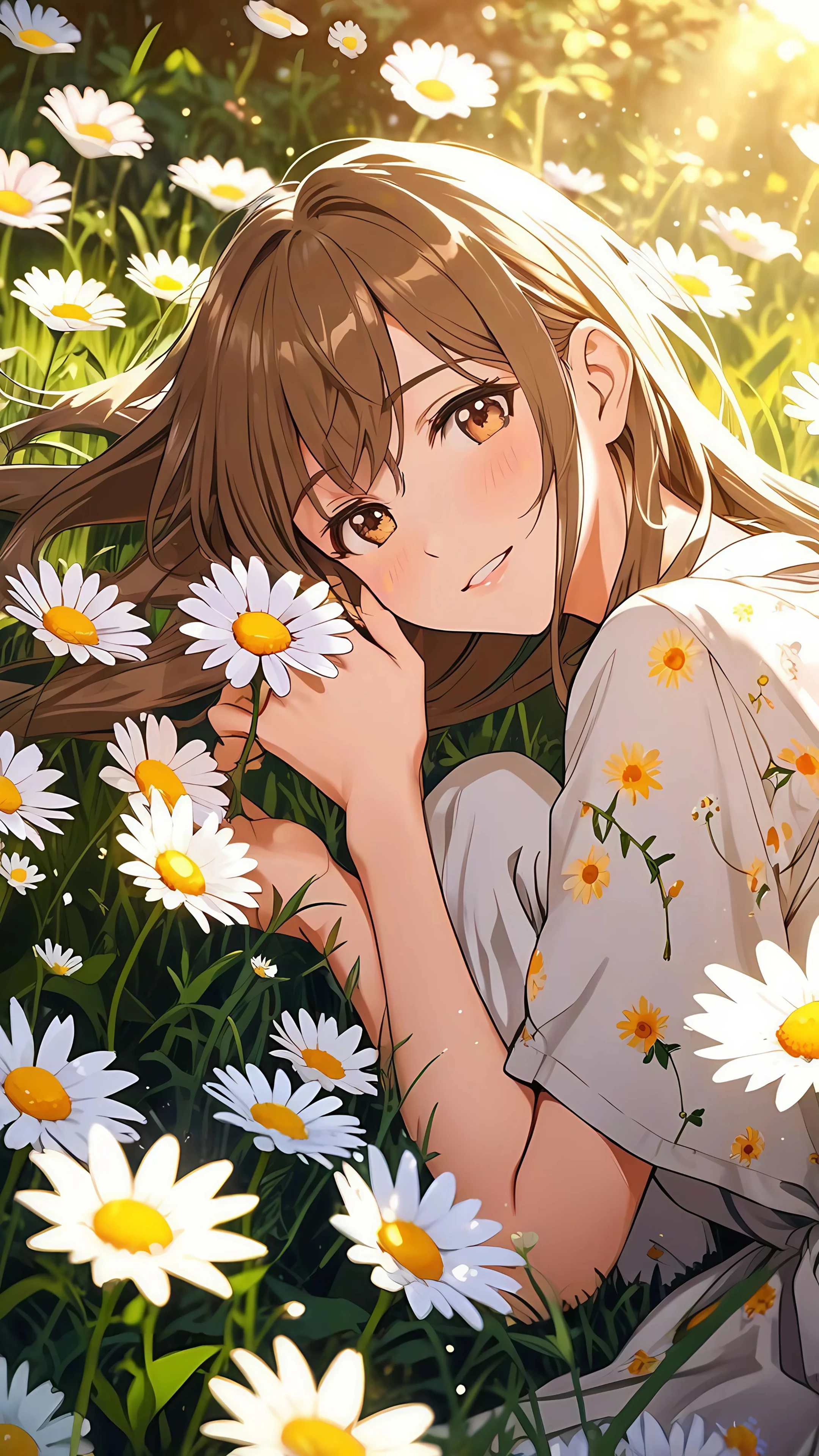 Playful School Girl Anime Style