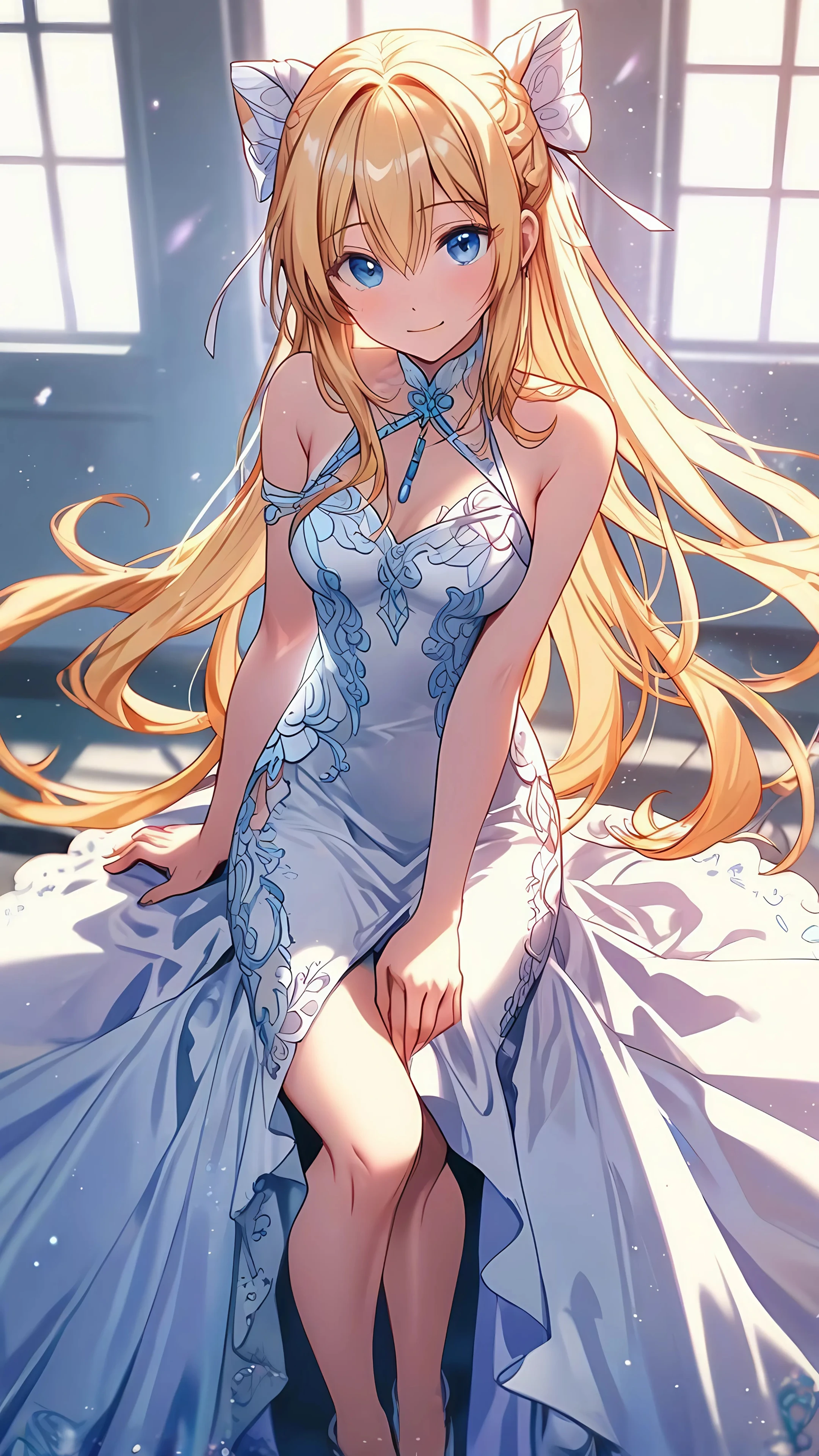 Beautiful Anime Girl In White Dress