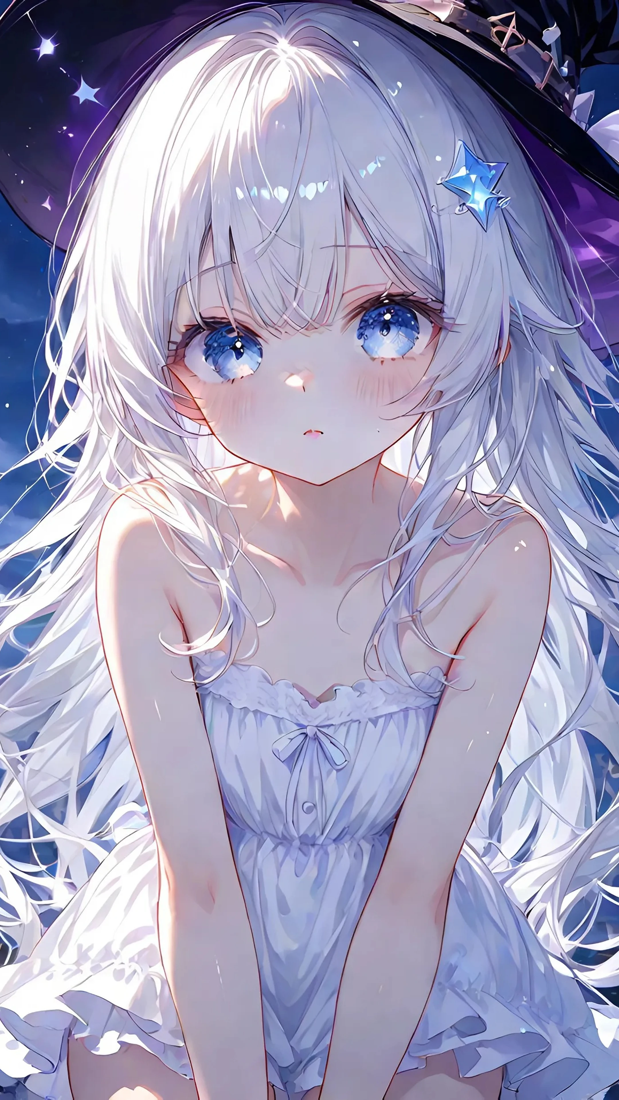 Innocent White Haired Anime Girl