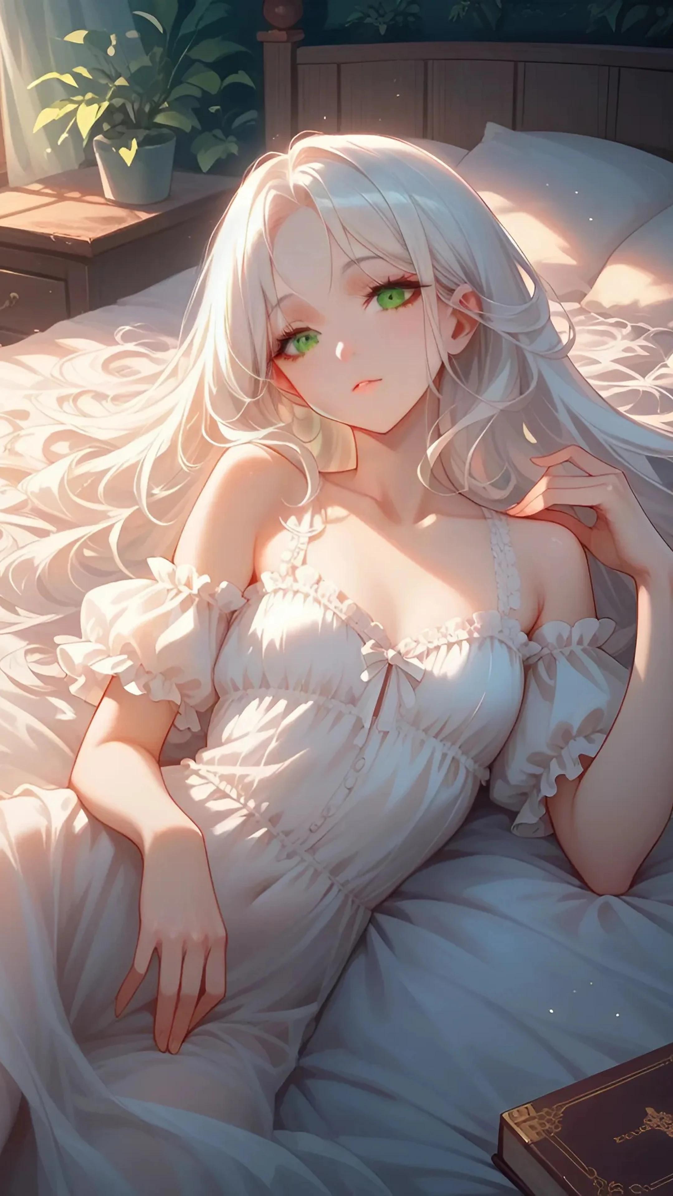Anime Girl Relaxing On Bed