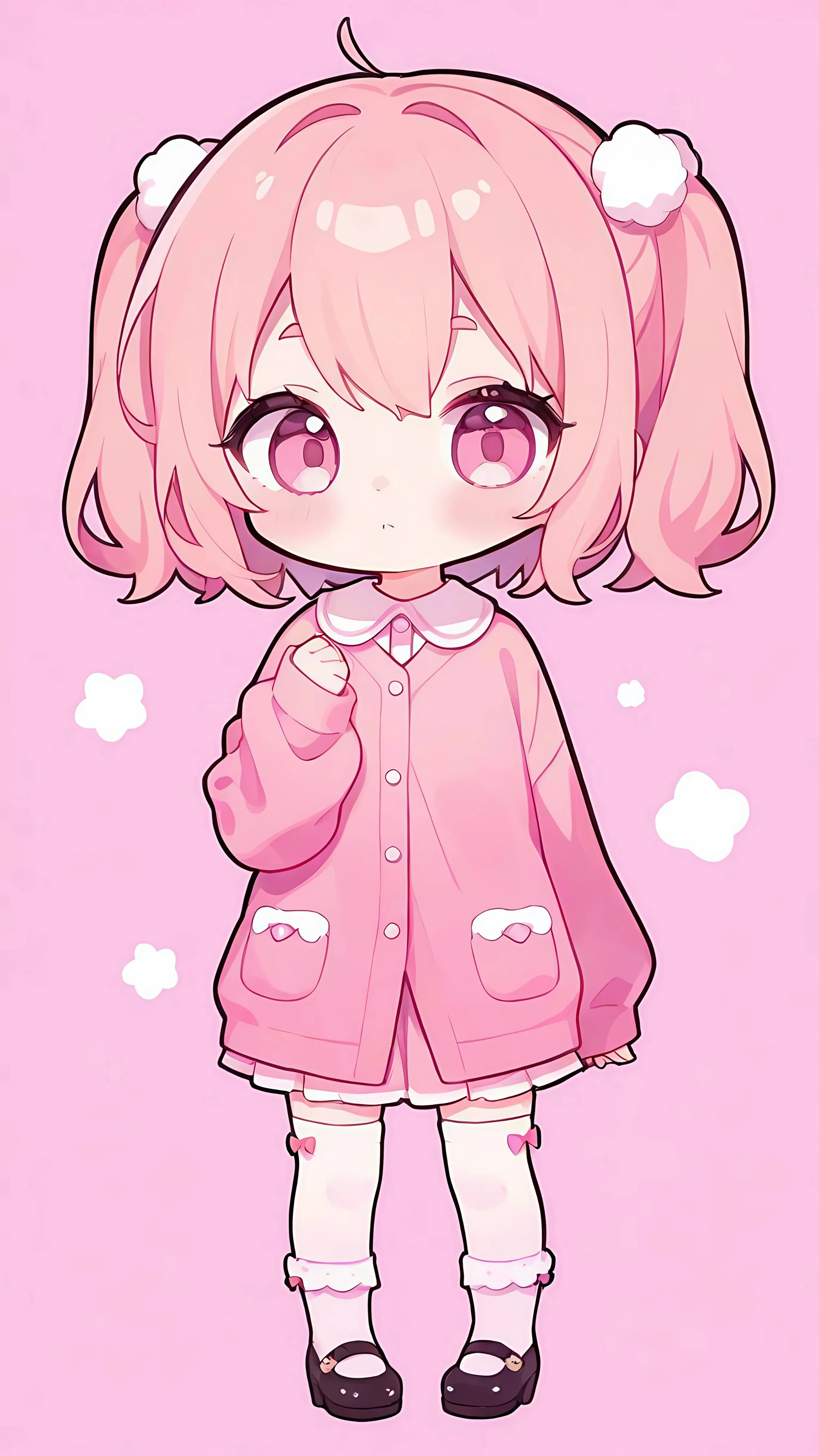 Chibi Pink-Haired Girl in Pajamas