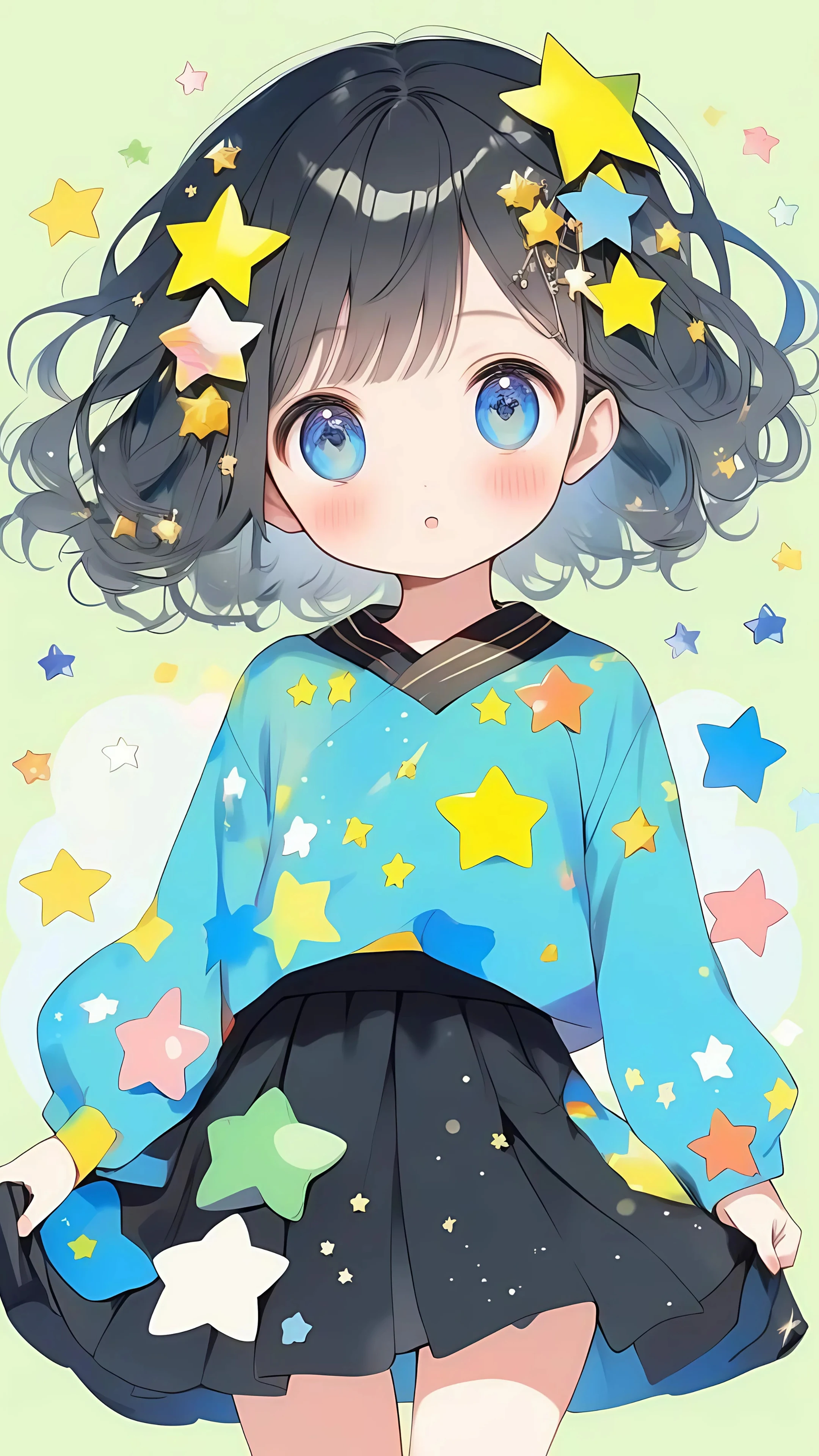 Adorable Chibi Girl with Star-Themed Outfit