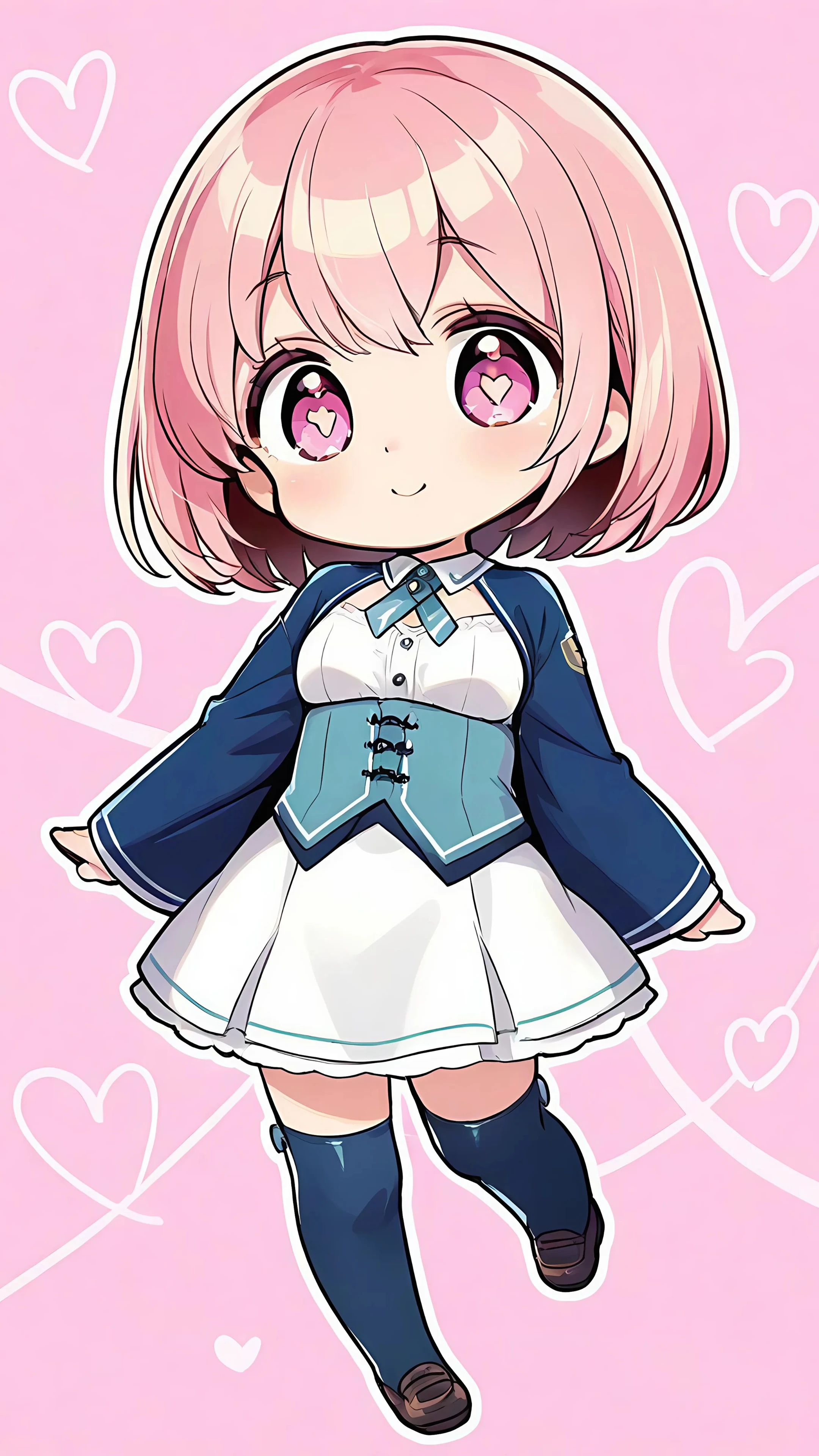 Cute Pink-Haired Girl with Heart Eyes