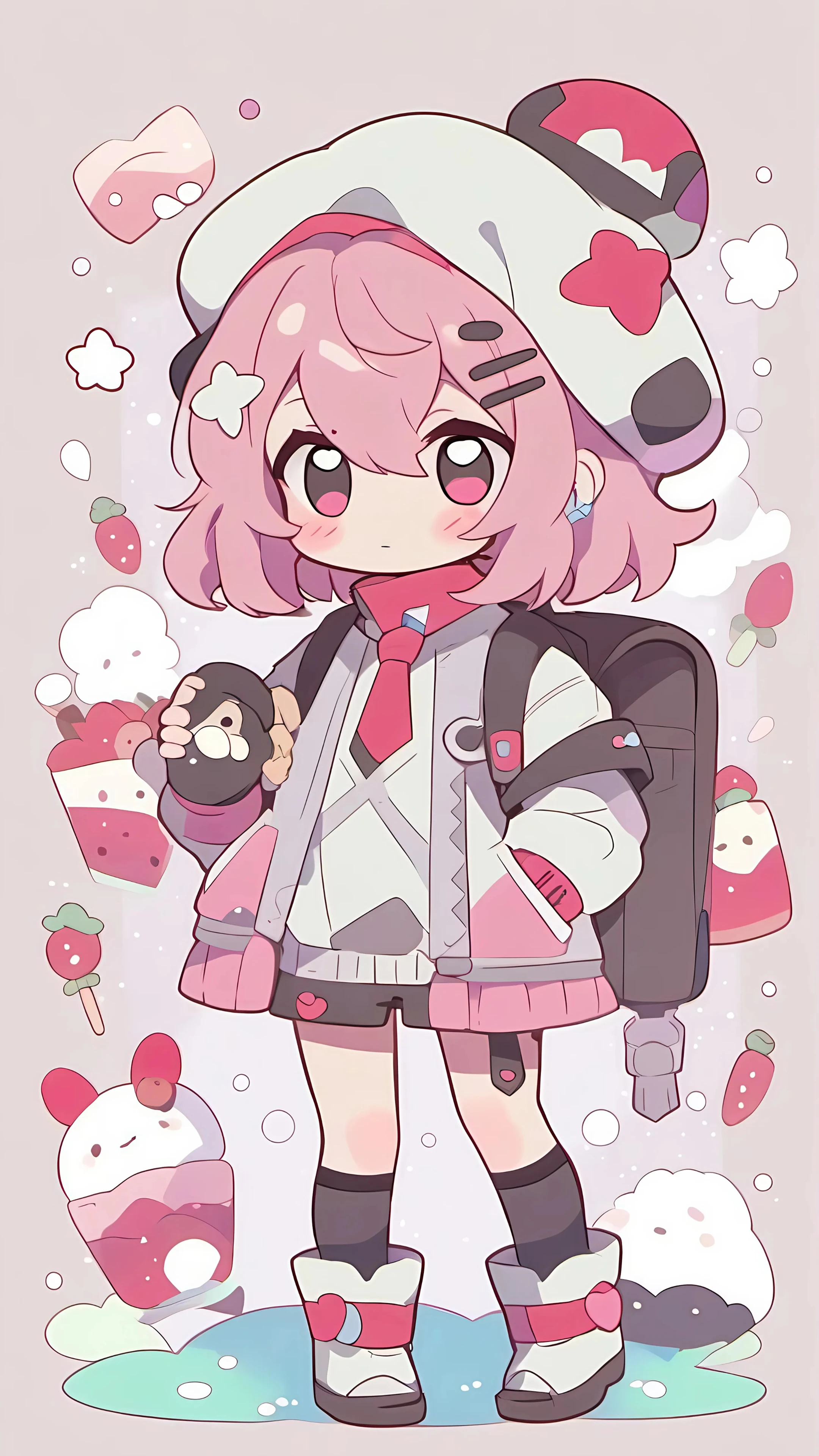 Playful Girl with Dessert Treats