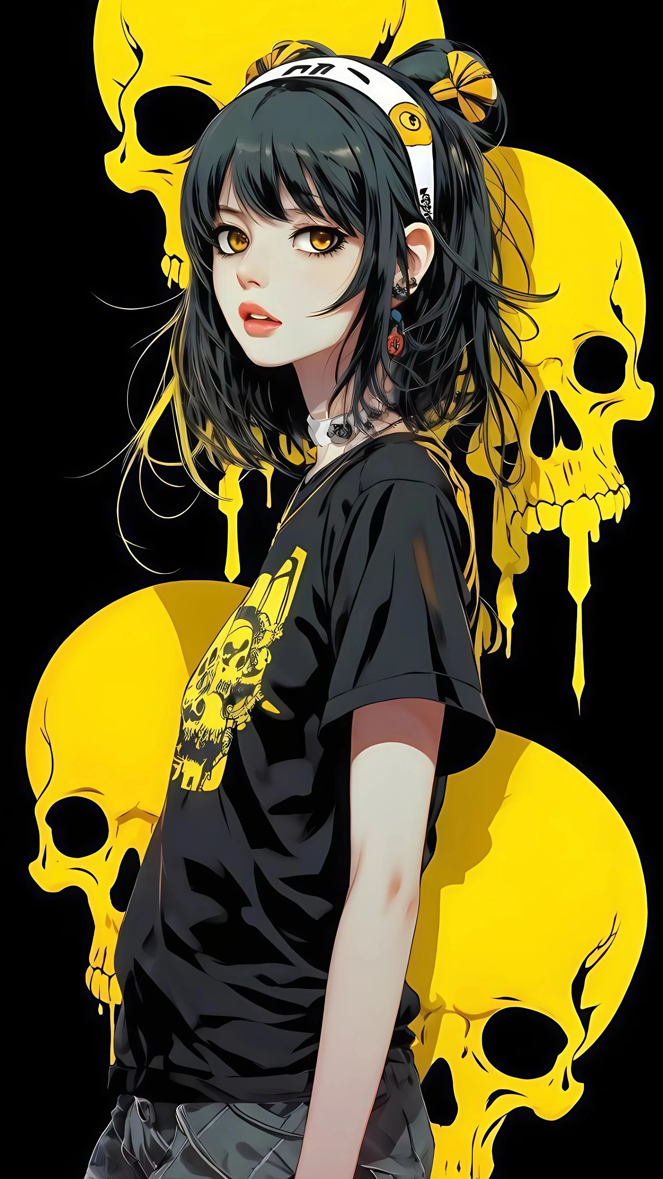 Edgy Girl with Skull Motif