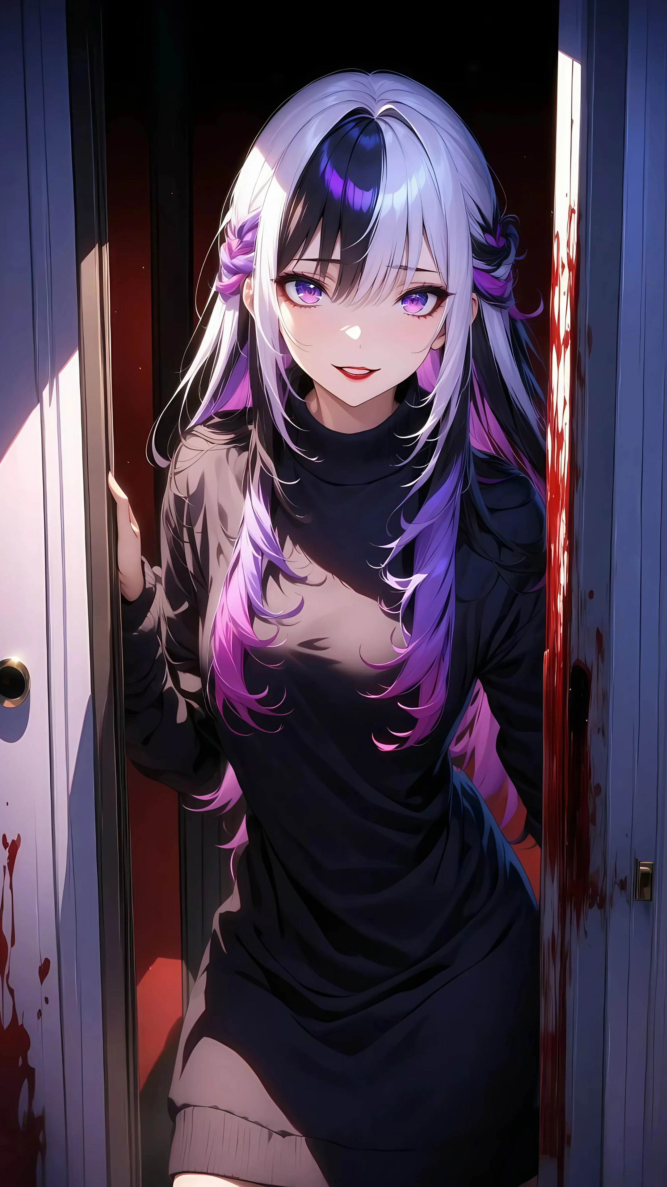 Mysterious Girl at Bloody Door