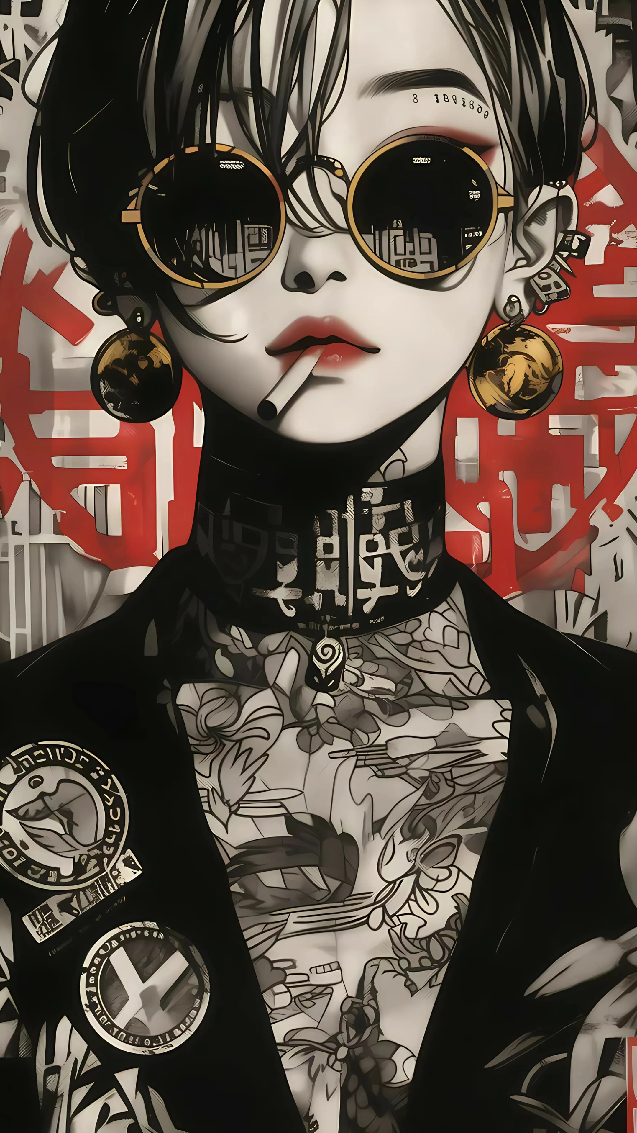 Edgy Anime Girl with Sunglasses